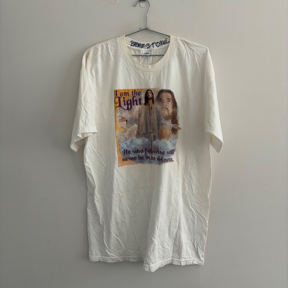 Stafford Polo I Am The Light Jesus Graphic T-Shirt White XLT